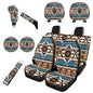 Horeset Aztec Antique Car Seat Cover Full 11 Pcs Set with Etnnic Africa Lanyards Key Chain+Auto Cup Pad+Car Seat Headrest Cover+Gear Shift Knob and Handbrake Cover Universal Fit - color: Aztec Antique Etnnic Africa