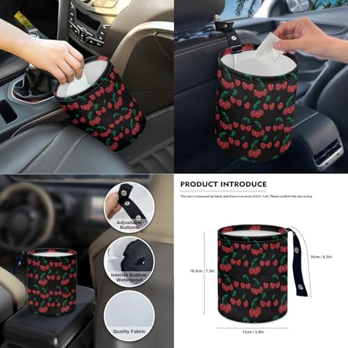 Wanyint Cherry Black Car Seat Covers Set - 14 Pcs, Includes Seat, Steering Wheel, Seat Belt, Trash Bin, Rear View Mirror, Armrest, Gear Shift Covers - color: Cherry Black
