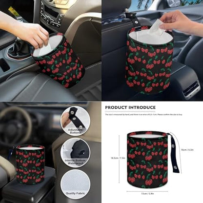 Wanyint Cherry Black Car Seat Covers Set - 14 Pcs, Includes Seat, Steering Wheel, Seat Belt, Trash Bin, Rear View Mirror, Armrest, Gear Shift Covers - color: Cherry Black