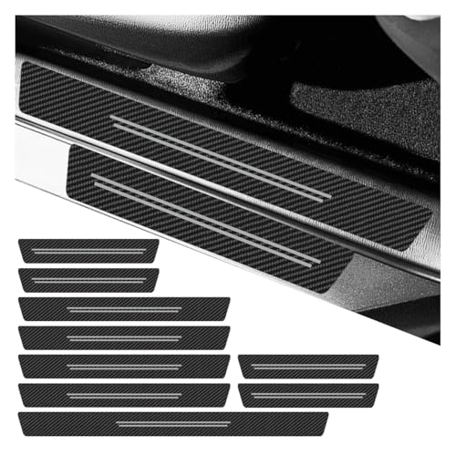 Car Door Sill Protector, Anti-Scratch Automotive Doors Threshold Strip Sticker, Waterproof Auto Door Entry Edge Guard, Carbon Fiber Decoration Trim Cover for Car, SUV, Truck (White-9PCS)