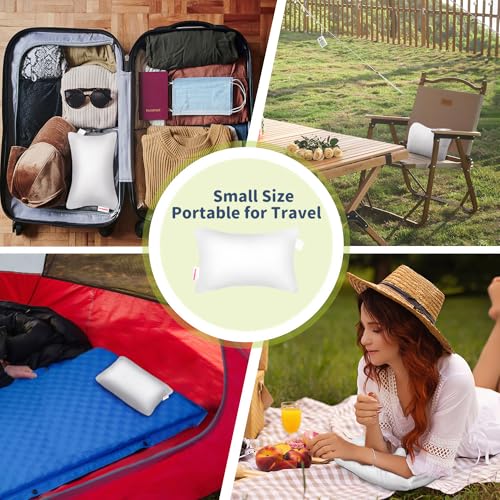 Pro Goleem Small Pillow 11"x7"x2.5" for Kids and Baby Sleeping with Name Tag Mini Tiny Pillow for Camping and Chair Car Air Nap Neck Lumbar Knee Rest Pillows, White - color: White