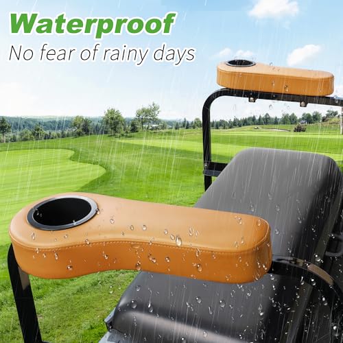 10L0L Golf Cart Rear Seat Kit Arm Rest Set with Cup Holder for Yamaha EZGO Club Car Golf Cart UV-Proof Coating Long Lasting, No Drilling Kits Include - color: orange