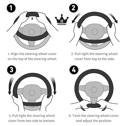 Furry Winter Car Steering Wheel Cover for Women, Soft Fleece Plush Warm Universal Auto Accessories for Jeep, Truck, Van, F150, Fuzzy, Anti Slip, Gray, Large Size, 15.2-16in