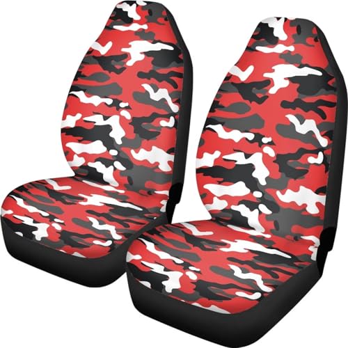 Red and Gray Camoflag Seat Covers for Cars Front Seat, Two Pack Front Seat Covers Car Seat Protectors for Women Men Automotive Interior Covers Universal fit SUV Truck Van Sedans - color: Camoflag