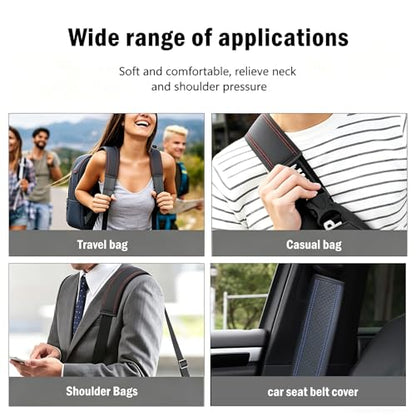 Seat Belt Pads Leather Seat Belt Covers More Comfort Driving Cushion Helps Protect Your Neck and Shoulders Suit for Car, Truck, SUV, Airplane,Camera Backpack Straps Black+Blue-2Pcs - color: Black+Blue