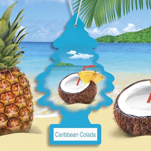 LITTLE TREES Car Air Freshener | Hanging Tree Provides Long Lasting Scent for Auto and Home | 24 Air Fresheners |Caribbean Colada - color: Caribbean Colada, size: 6 Count (Pack of 4)