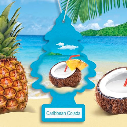 LITTLE TREES Car Air Freshener | Hanging Tree Provides Long Lasting Scent for Auto and Home | 24 Air Fresheners |Caribbean Colada - color: Caribbean Colada, size: 6 Count (Pack of 4)
