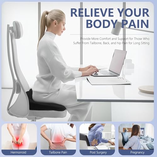 Gel Seat Cushion, Thicken Big Office Chair Cushion Chair Seat Pads for Long Sitting, Sciatica & Hip Pain Relief, Egg Seat Cushion for Wheelchair Car Office Home Travel Outdoor
