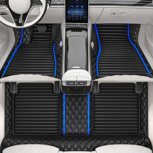 All-Weather car Floor mats, Anti-Slip Leather Floor mats Set, Suitable for 99% of Vehicle Models, Providing Comprehensive Protection for the car Carpet of Your Beloved car. (2+1Blue) - color: 2+1Blue
