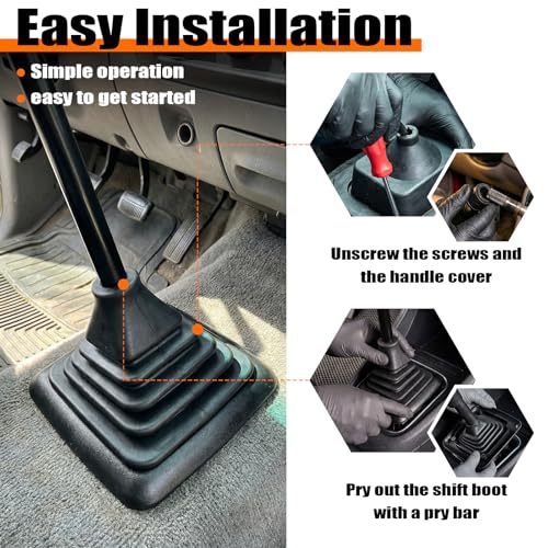 Outus Manual Shifter Rubber Boot Cover Compatible with 1990-1997 F150 F250 F350 Bronco Manual Transmission Gear Shift Lever Knob Boot with Mounting Bracket Replaces #F5TZ7277BA