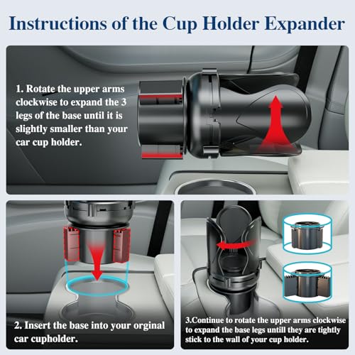Car Cup Holder Expander, Cup Holder Extender Adapter with Expandable Arm and Adjustable Base, Compatible with Yeti Ramblers, Hydro Flasks, Stanley, Owala Most Coffee Mugs Bottles & Cups (CUP-2pack) - size: CUP-2pack