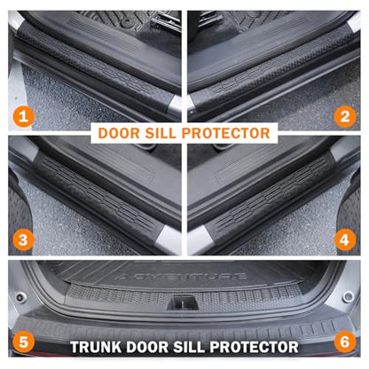 KUST Floor Mats for 2025-2026 Chevy Equinox/GMC Terrain Accessories (Gas Only), All Weather Car Mats with Backrest Mat & Cargo Trunk Liner & Door Sill Protector, TPE Rubber, Raised Edge, Full Set