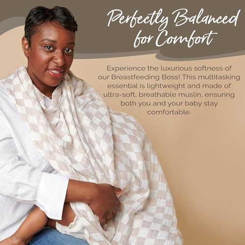 Itzy Ritzy Breastfeeding Boss Multi-Use Cover – A Nursing Cover, Swaddle, Car Seat Wrap, Tummy Time Mat & Burp Cloth All in One – Made of Soft Muslin Fabric & Measures 47” x 47” (Checkerboard) - color: Checkerboard
