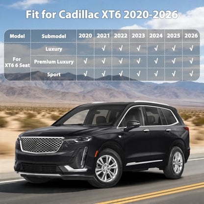 Floor Mats & Cargo Liner for 2020-2026 Cadillac XT6 6 Seats, All Weather TPE Floor Liners Custom Fit Cadillac XT6 Heavy Duty Car Mats 3 Row & Trunk with Backrest Mat Accessories Odorless Anti Slip - style: 32) For Cadillac XT6 6 Seats | 2020-2026 | Combo