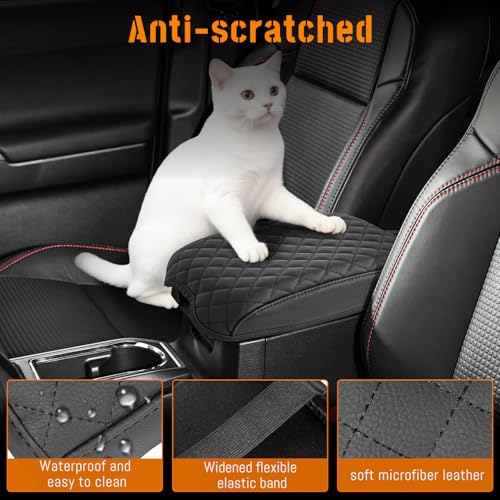 Thicker Center Console Cover fit for Toyota Tacoma 2016 2017 2018 2019 2020 2021 2022 2023,Waterproof Microfiber Leather Middle Console Armrest Cover,Arm Rest Box Lid Cushion Protector,Black - color: Diamond Quilted - Black