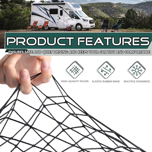 JINGKE 2 Pcs Small Cargo Net Pocket Elastic Mesh Netting Car Mesh Pouch with Screws and Hooks for Trunk RV Boats Home Cargo Storage (17.7'' x 9.8'') - size: 17.7'' x 9.8''