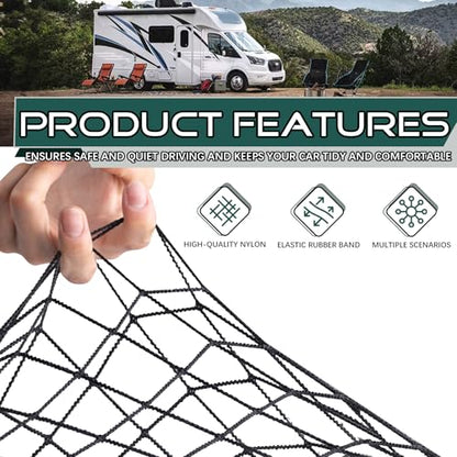 JINGKE 2 Pcs Small Cargo Net Pocket Elastic Mesh Netting Car Mesh Pouch with Screws and Hooks for Trunk RV Boats Home Cargo Storage (17.7'' x 9.8'') - size: 17.7'' x 9.8''