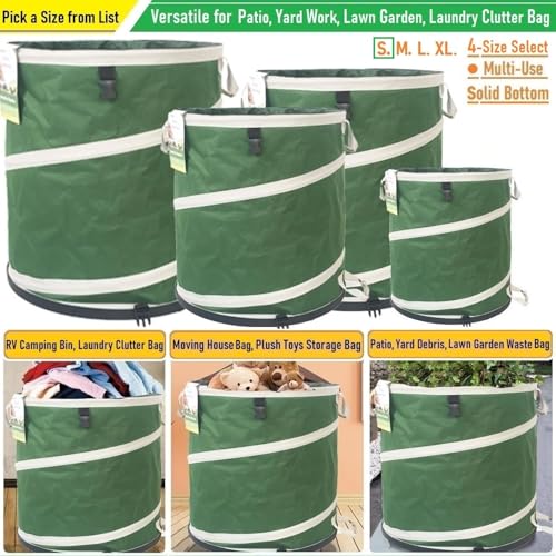16-Gallon Collapsible Trash Can (16x19 in) Hard-Shell Bottom Yard Garden Bag,Pop-Up Trash Can,RV Camping Waste Bag,Recycling Bin,Laundry Hamper,Leaf Bags,Yard Waste Container,Lawn Grass,Weeds Basket - style: 16 Gallon Bag with Gardening Gloves