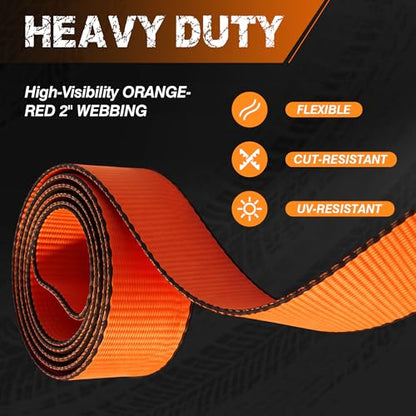 2'' x 96'' Car Trailer Tie Down Straps with Snap Hook for Trailers Heavy Duty, 10,000 lbs Break Strength, 4-Pack Steel Ratchet, 4 Adjustable Car Hauler Straps, 4 Axle Straps - color: Orange
