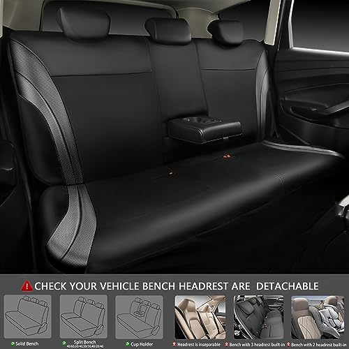 CAR PASS Premium Carbon Fiber Leather Car Seat Covers Full Set,Airbag Compatible,5mm Composite Sponge Inside,Sporty Universal Fit for SUV,Van,Sedan,Truck (Full Set,Black) - color: Black
