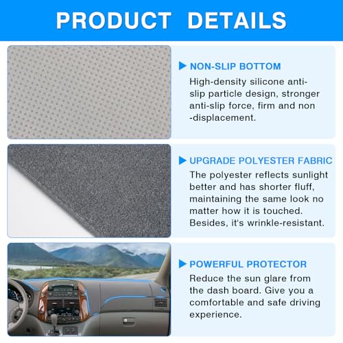 Autorder Gray Dashboard Cover Mat for Toyota Sienna 2004-2010 Accessories Dash Cover Upgrade Polyester Dash Mat Sunshade Glare UV Rays Protector - size: Gray 2004-2010 Toyota Sienna
