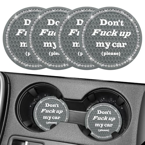 4PCS Bling Car Cup Holder Coaster, 2.75 Inch Anti-Slip Auto Insert Cup Coaster, Universal Interior Decor Accessories Crystal Car Drink Cup Mat Perfect for Women Girls (Gray, 4PCS) - color: Gray, size: 4PCS