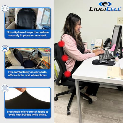 ERGO21 Lumbar Support Pillow for Office Chair, Car, Driving Seat, Auto, Lower Back Pain | Great Back Support with Liquid Filled Membranes | Small Size, (18" W x 18”x 1.5”) - size: Lumbar Small - 18" x 18" x 1.5"
