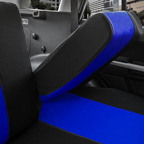 FH Group Full Cover Rear Bench Car Seat Cover – Universal Fit, Split Bench Design with Zipper, Compatible with 60/40 & 40/60 Split Seats, SUV & Van – Blue - color: Blue, style: Rear Set