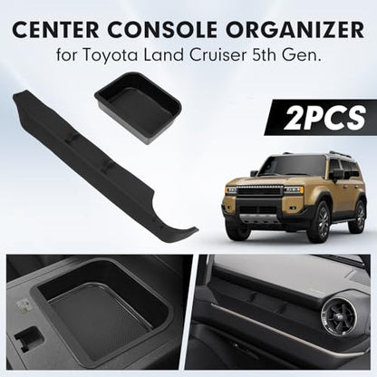 Autorder 2PCS Center Console Organizer for 2024-2026 Toyota Land Cruiser Prado 250 LC250 Accessories Armrest Storage Box Silicone Dash Organizer Center Console Insert Tray with Anti-Slip Mat - size: 2024-2026 Toyota Land Cruiser 2PCS