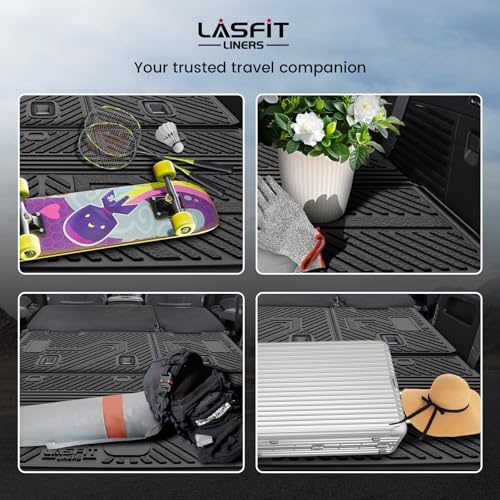 LASFIT Trunk Mat with Backrest Mat 2015-2020 for Chevrolet Chevy Tahoe/GMC Yukon (Only Yukon, Not Fit Yukon XL)/Cadillac Escalade (Only Escalade, Not Fit Escalade ESV), All Weather TPE Custom Fit - size: Cargo Liner for Tahoe/Yukon/Escalade 2015-2020
