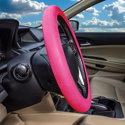 FH Group Universal Fit Silicone Snake Pattern with Massaging Grip Steering Wheel Cover fits most Cars, SUVs, Trucks, and Vans Magenta - color: Magenta