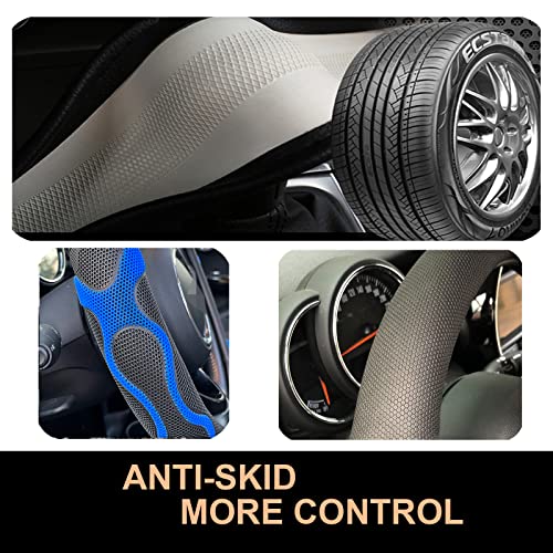 PINCTROT Large Size Comfy Grip Steering Wheel Cover, Anti-Slip Design, 15.5-15.75 Inch(Silicone Blue) - color: 3.Blue, size: Large Size[15 1/2''-15 3/4'']
