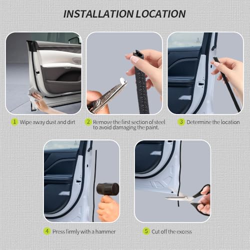 16.4FT(5M) Car Door Edge Guards, U-Shaped Rubber Door Protector, Black - color: Black