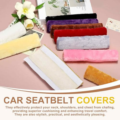 PATIKIL Car Seat Belt Cover Pad, (Camel) (2 Pcs), Soft Fluffy Seatbelt Cushion Shoulder Strap Covers, Suit for - Bag/Auto/Car Accessories - color: Camel