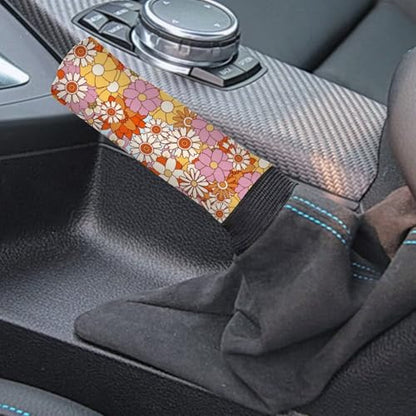 Bulopur Car Shifter Gear Hand Brake Trim Cover Set for Most Cars Van SUV Sedan Truck Auto Accessories - color: Boho Hippie Flower Print