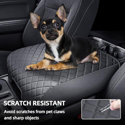 Center Console Cover Compatible with 2021 2022 2023 2024 2025 2026 Ford F150, Customized Leather Armrest Box Protective Cover, Armrest Lid Protector Pad for Car (Bucket Seat Only) - size: Bucket Seat Console 2021-2026 F150