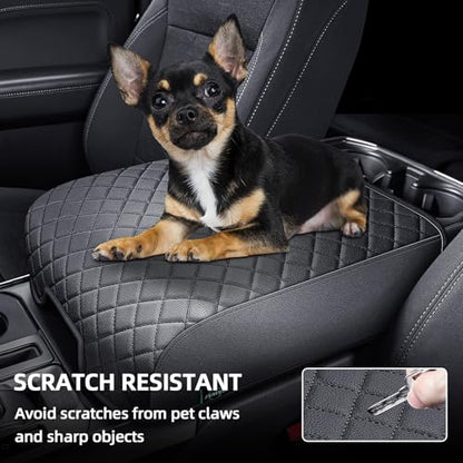 Center Console Cover Compatible with 2021 2022 2023 2024 2025 2026 Ford F150, Customized Leather Armrest Box Protective Cover, Armrest Lid Protector Pad for Car (Bucket Seat Only) - size: Bucket Seat Console 2021-2026 F150