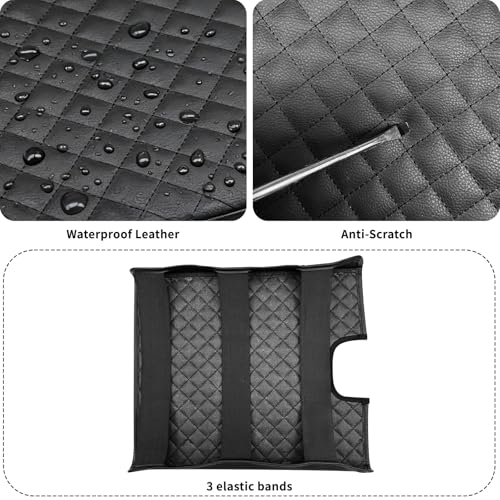 Zxiaochun Center Console Cover Compatible with 2007 2008 2009 2010 2011 2012 2013 Chevy Silverado/Tahoe/Suburban & GMC Sierra/Yukon, Jump Seat Console Armrest Lid Leather Protective Cover, Black - color: Black, size: For 2007-2013 Silverado Sierra Jump Se