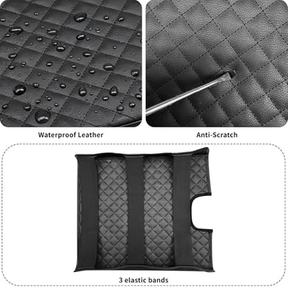 Zxiaochun Center Console Cover Compatible with 2007 2008 2009 2010 2011 2012 2013 Chevy Silverado/Tahoe/Suburban & GMC Sierra/Yukon, Jump Seat Console Armrest Lid Leather Protective Cover, Black - color: Black, size: For 2007-2013 Silverado Sierra Jump Se