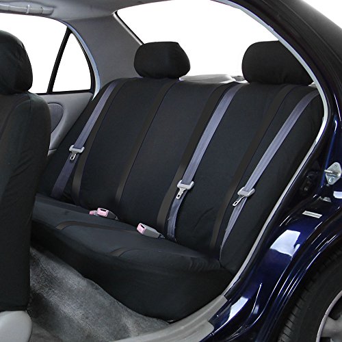 FH Group Car Seat Covers Rear Set Cloth - Car Seat Covers with Removable Headrest,Universal Fit,Automotive SeatCovers,Washable Car SeatCover for SUV,Sedan,Van Black - color: Black, size: Rear Set