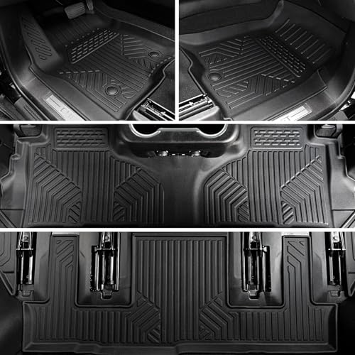 Floor Mats Set for 2021-2025 2026 Chevrolet Chevy Tahoe/GMC Yukon/Cadillac Escalade 7 Seat Bucket Seat Accessories, All Weather TPE Cargo Mat Liner Backrest Mat Door Sill Protectors - style: Floor Mats Set