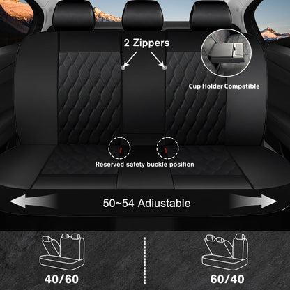 Faux Leather Car Seat Covers Full Set,Luxury and Comfortable Covers for Cars,Split Bench Compatible Car Interior Covers,Universal Fit for Suvs,Vans,Trucks,Airbag Compatible(5-Seat Black)