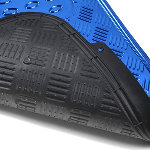 BDK 4-Piece All-Weather Universal Fit Front & Rear Floor Mats for Cars Trucks SUVs Vans, All-Weather Easy-to-Clean Diamond Metal Pattern Durable Heavy Duty Non-Slip Protection - Metallic Blue - color: Metallic Blue