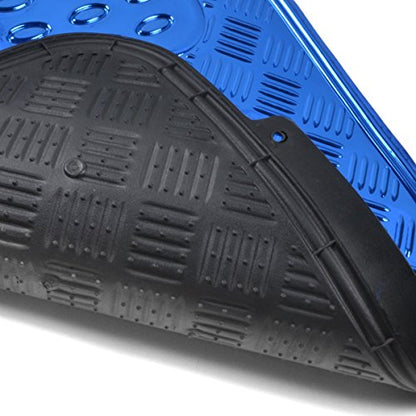 BDK 4-Piece All-Weather Universal Fit Front & Rear Floor Mats for Cars Trucks SUVs Vans, All-Weather Easy-to-Clean Diamond Metal Pattern Durable Heavy Duty Non-Slip Protection - Metallic Blue - color: Metallic Blue