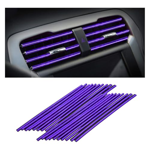20 Pieces Car Air Conditioner Decoration Strip for Vent Outlet, Universal Waterproof Bendable Air Vent Outlet Trim Decoration, Suitable for Most Air Vent Outlet, Car Accessories (Ice Purple) - color: Ice Purple