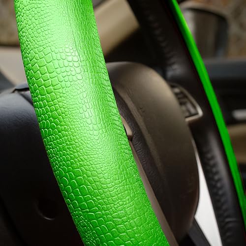 FH Group Universal Fit Silicone Snake Pattern with Massaging Grip Steering Wheel Cover fits most Cars, SUVs, Trucks, and Vans Green - color: Green