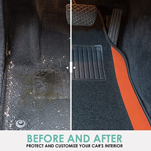 FH Group Automotive Floor Mats – Universal Fit Premium Carpet Car Mats with Driver Heel Pad, Full Set for Cars, SUVs & Trucks - Orange - color: Orange
