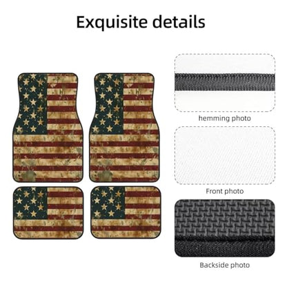 4-Piece Car Floor Mats Patriot American Flag All-Weather Protection American Flag USA Flags Car Carpets Heavy-Duty Car Carpets Auto Universal Fit Car Accessories All-Season Mats - color: Flags