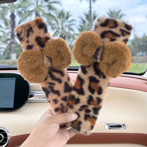 2 Pack Seat Belt Cover Pad, Cute Kawaii Leopard Print Bow Tie Seatbelt Covers Seatbelt Shoulder for More Comfortable Driving, Plush Fluffy Soft Seat Belt Cover, Car Seats Accessories, 01 - color: Leopard Print Bow