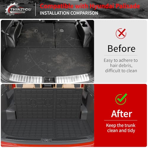 Floor Mats Compatible with 2020-2025 Hyundai Palisade Trunk Mat Cargo Liner TPE Back Seat Cover Protector 2024 Palisade 7 & 8 Seats Accessories (Trunk Mat with Backrest Mats+Floor Mats) - style: For Hyundai Palisade | 2020-2025